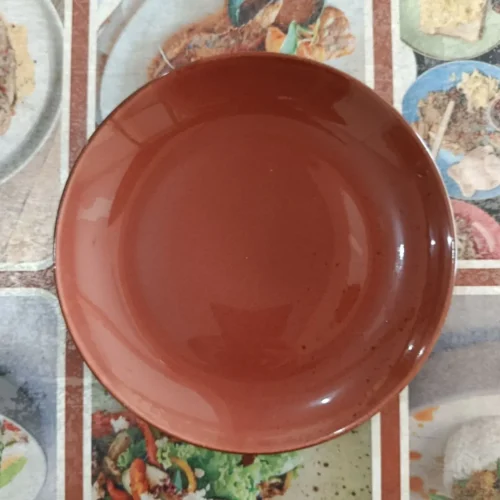 Piring makan berwarna merah bata