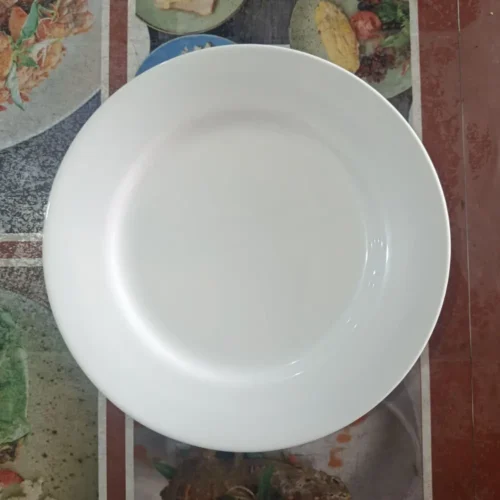 Piring makan putih kosong.