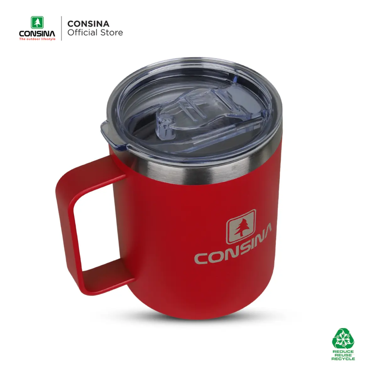 Mug merah dengan pegangan