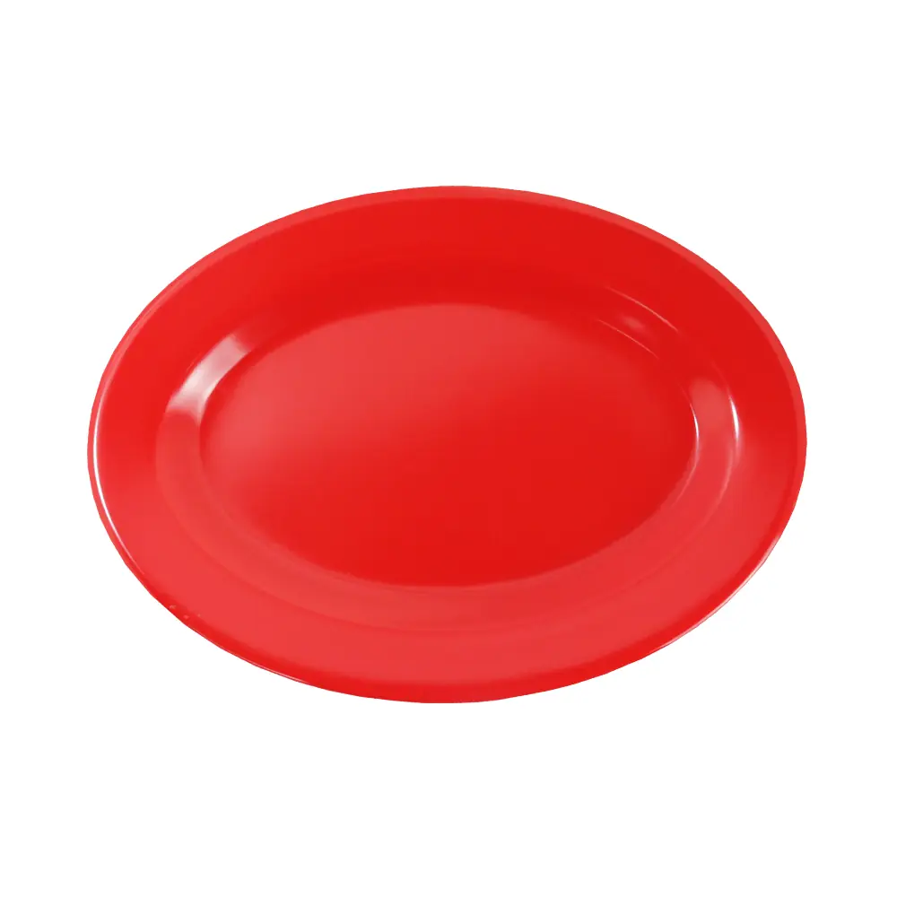 Piring oval merah polos